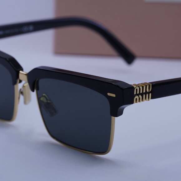 Miu Miu MU10ZS 1AB5S0 Browline Sunglasses – Black\Gold - Picture 10 of 13
